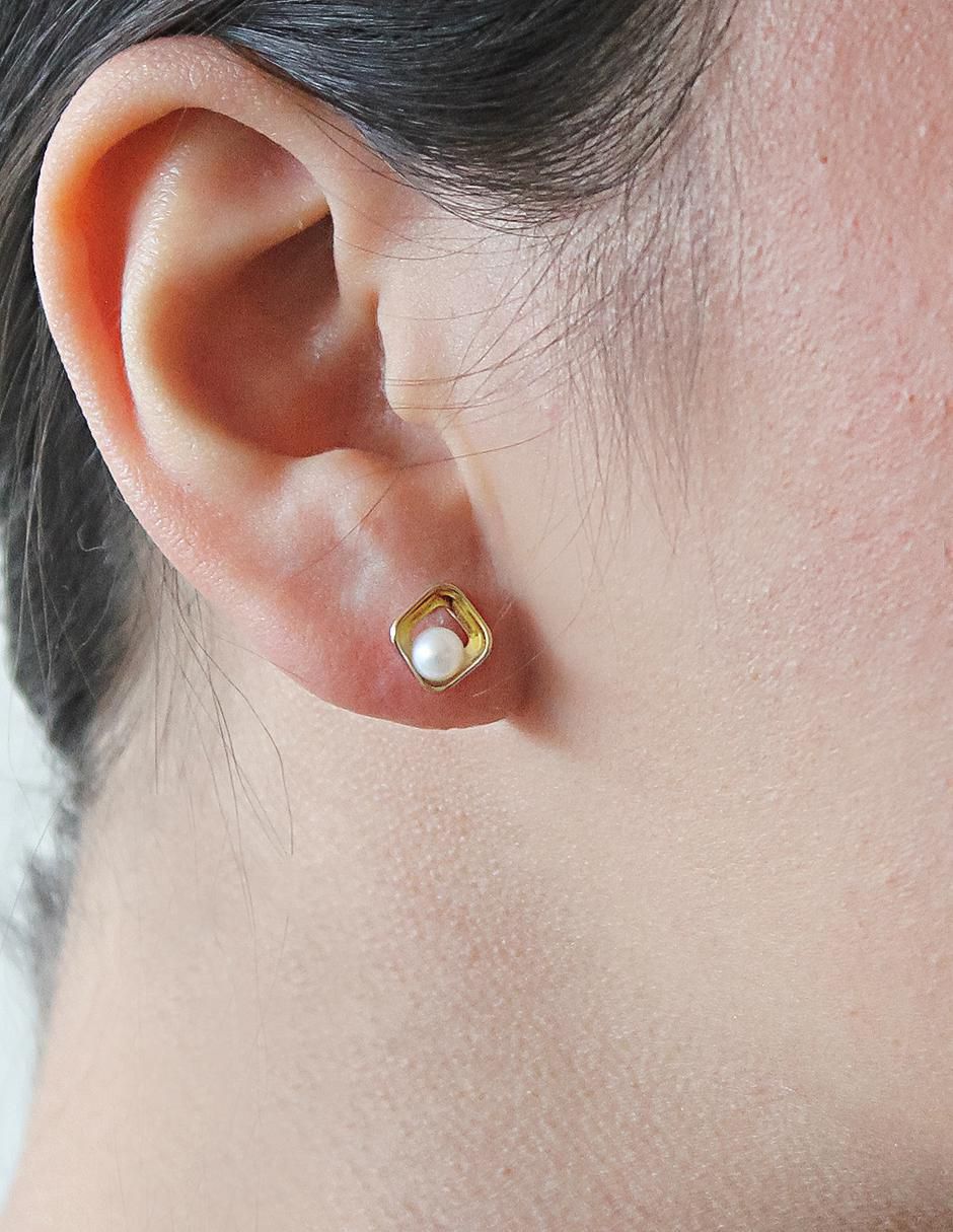 Aretes de plata P 925 con acabado brillante perla 3