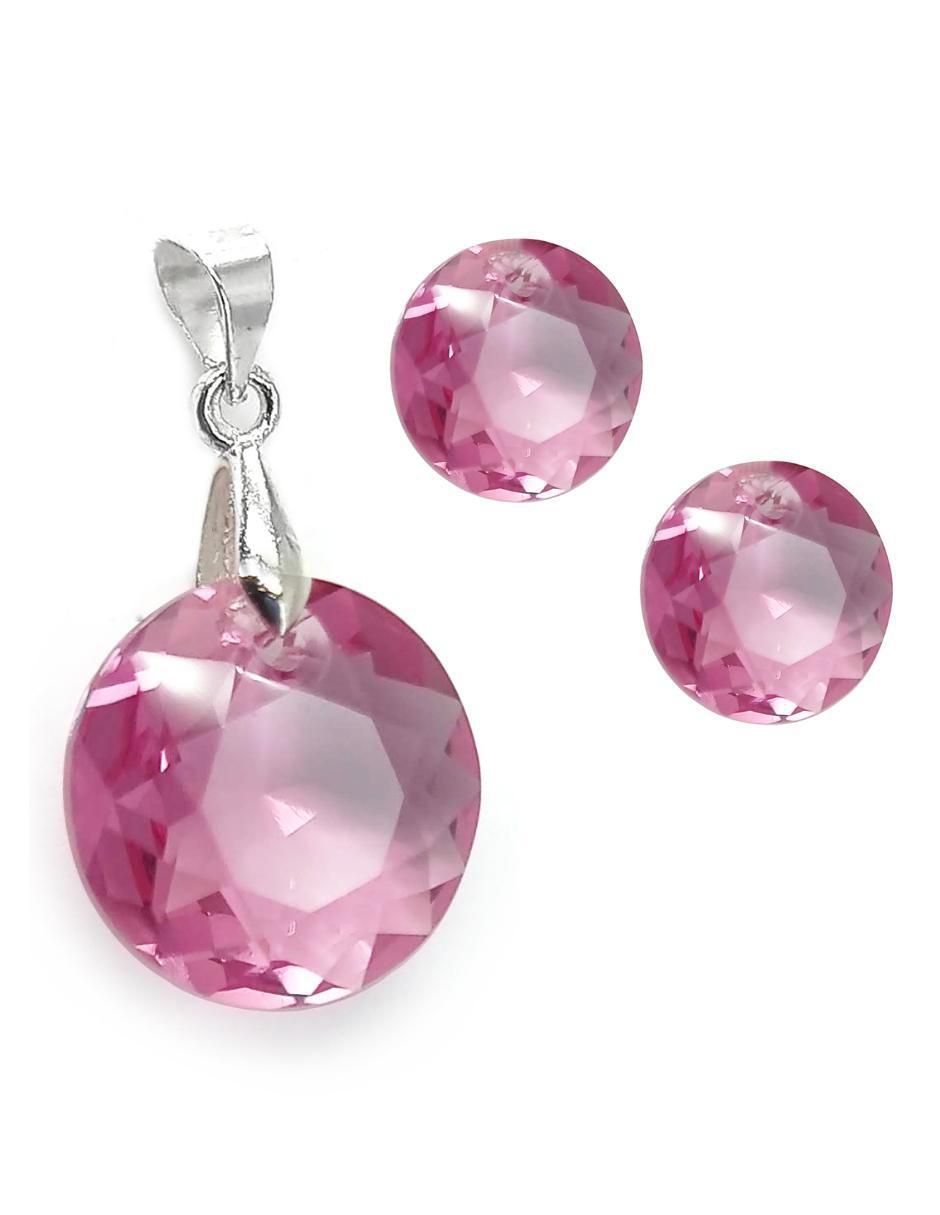 Aretes y collar redondo Pearls de plata p 925 cristal 5