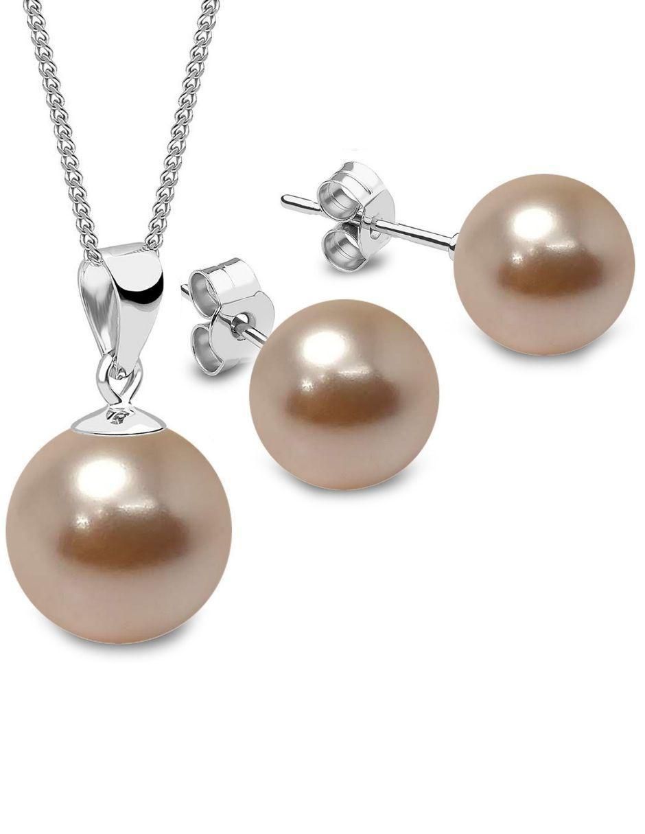 Aretes y collar redondo Pearls de plata p 925 cristal 6