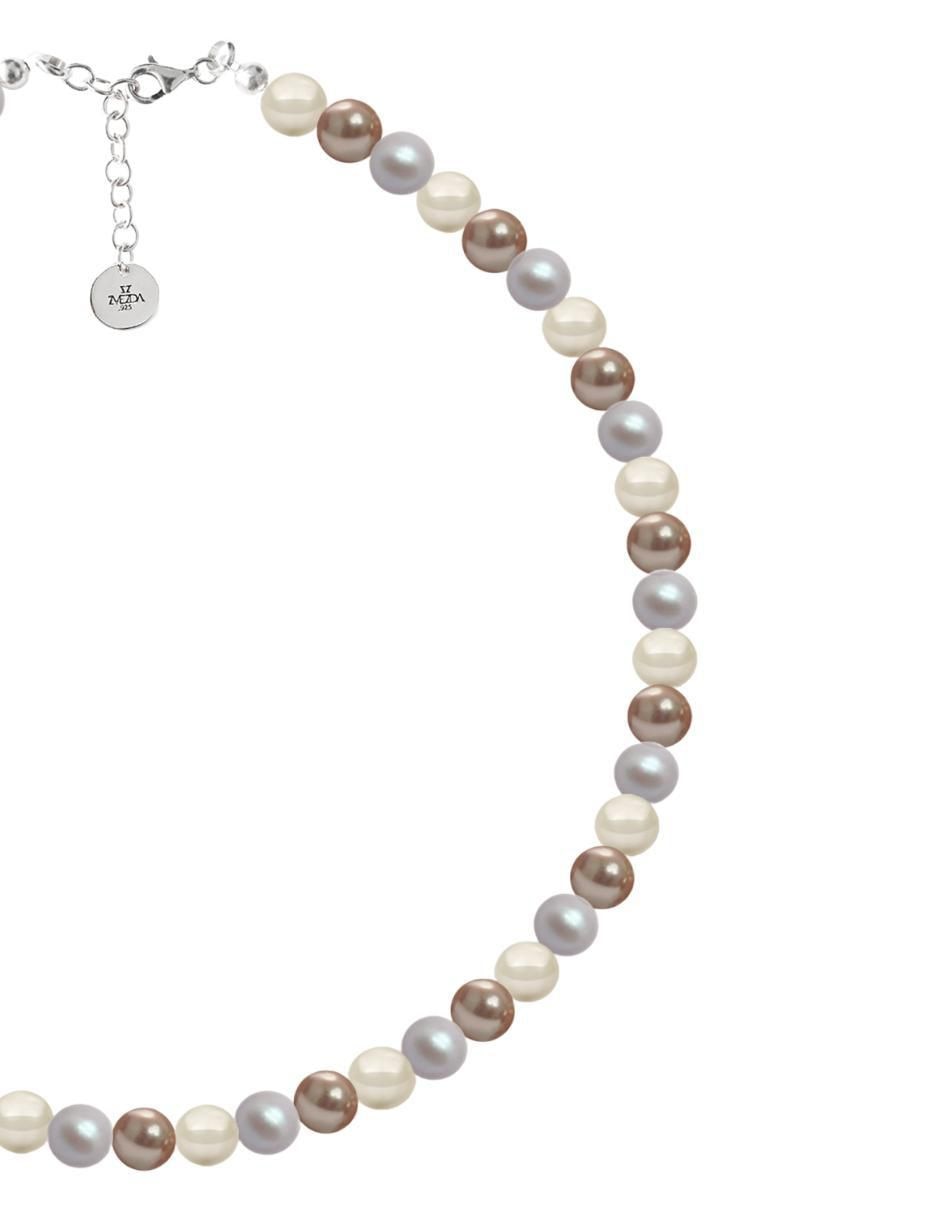 Aretes y collar redondo Pearls de plata p 925 cristal 3