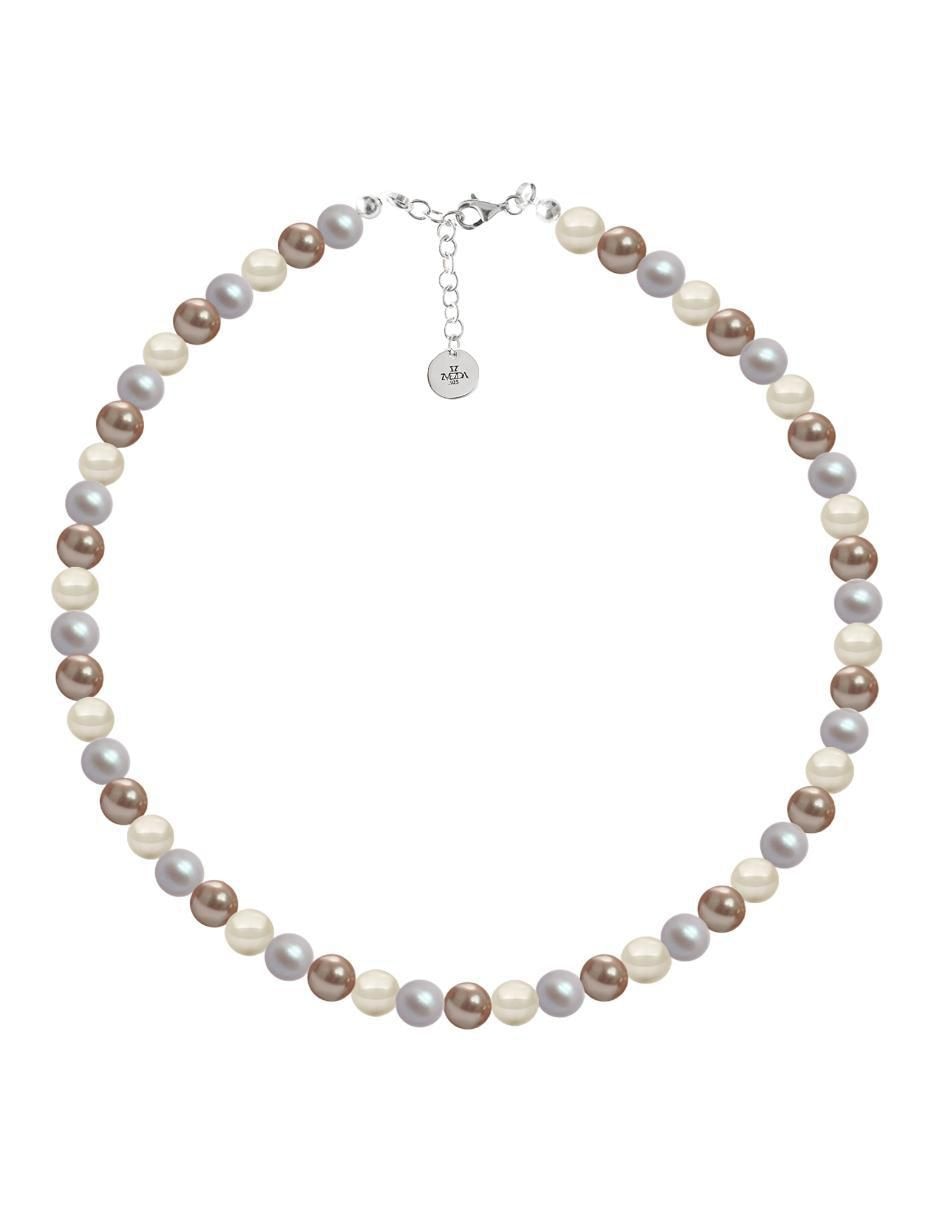 Aretes y collar redondo Pearls de plata p 925 cristal 5