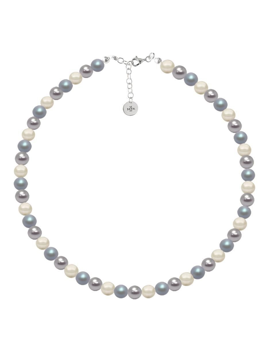 Aretes y collar redondo Pearls de plata p 925 cristal 4