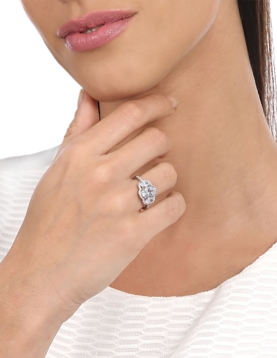 Anillo multi gemas redondo cristal brillante 3
