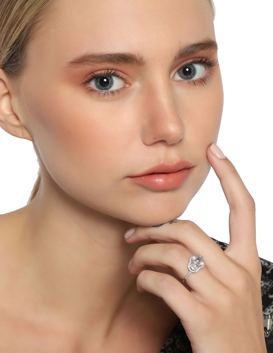 Anillo multi gemas redondo cristal brillante 2