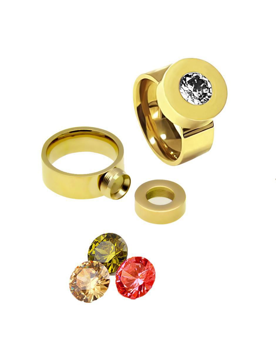 Anillo multi gemas redondo cristal brillante 4