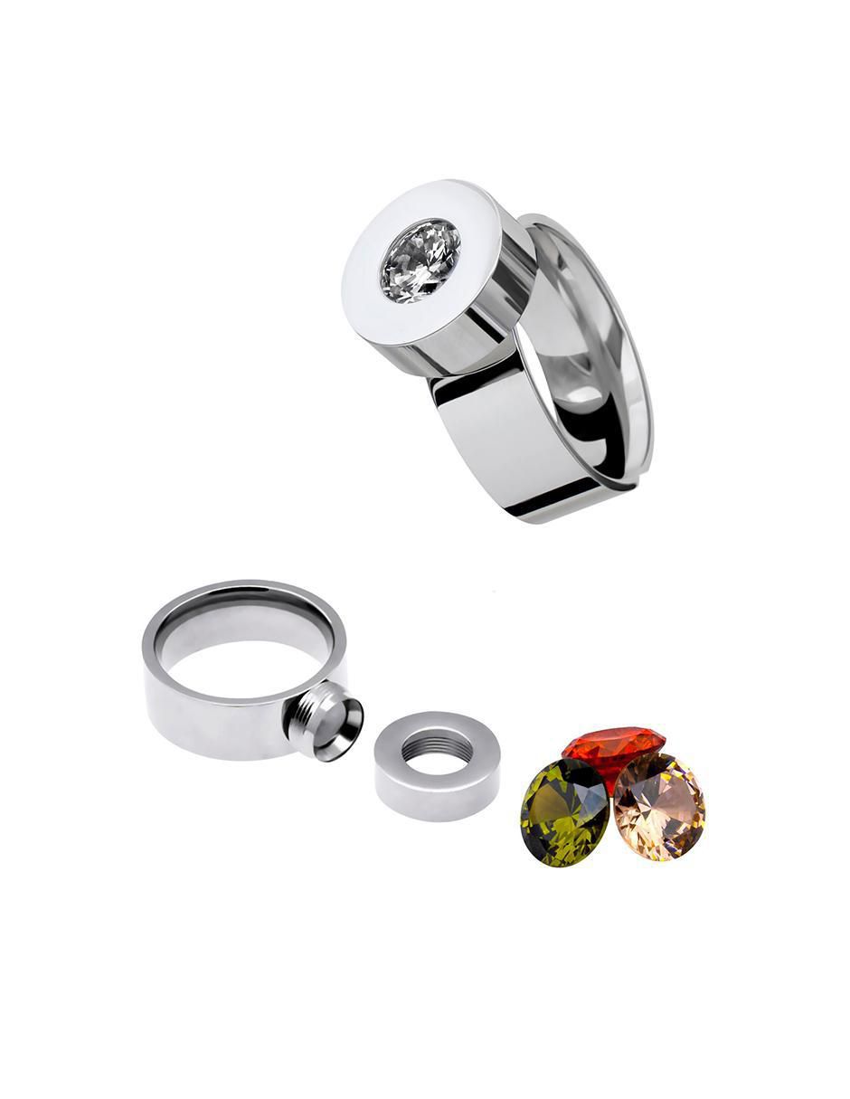 Anillo multi gemas redondo cristal brillante 3
