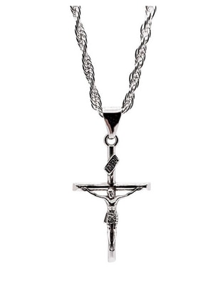 Collar con dije de cruz de plata P 925 Collar con dije de cruz de plata P 925