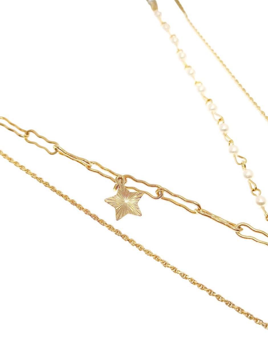 Collar corazón Doble con acabado baño de oro 18 K 5
