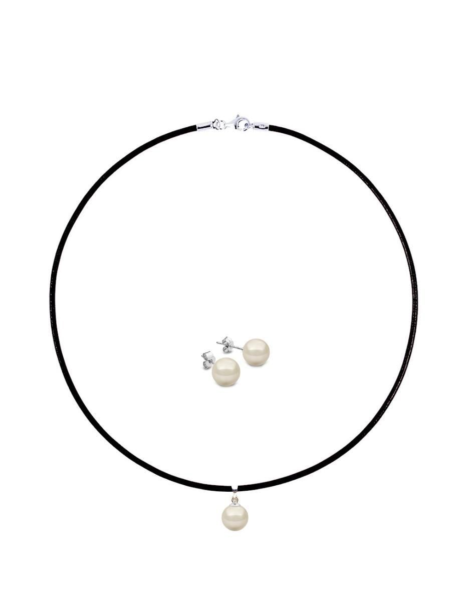Aretes y collar redondo de plata p 925 cristal 2