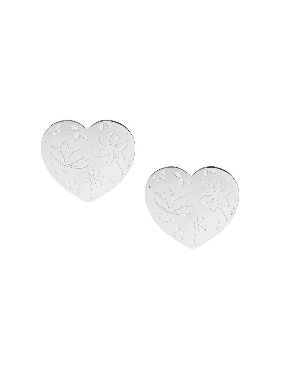 Broqueles de corazón de plata P 925 con acabado plateado