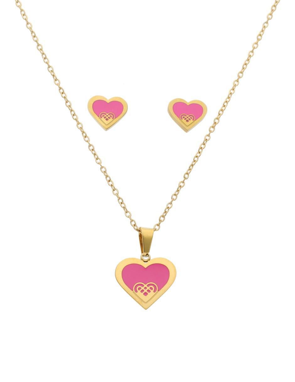 Aretes y collar de corazón 1