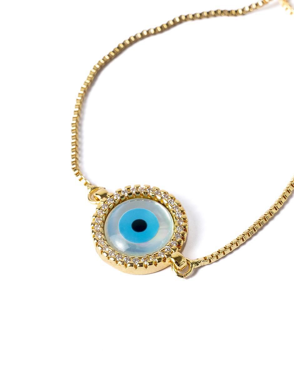 Pulsera con zirconia 18 K acabado chapa de oro