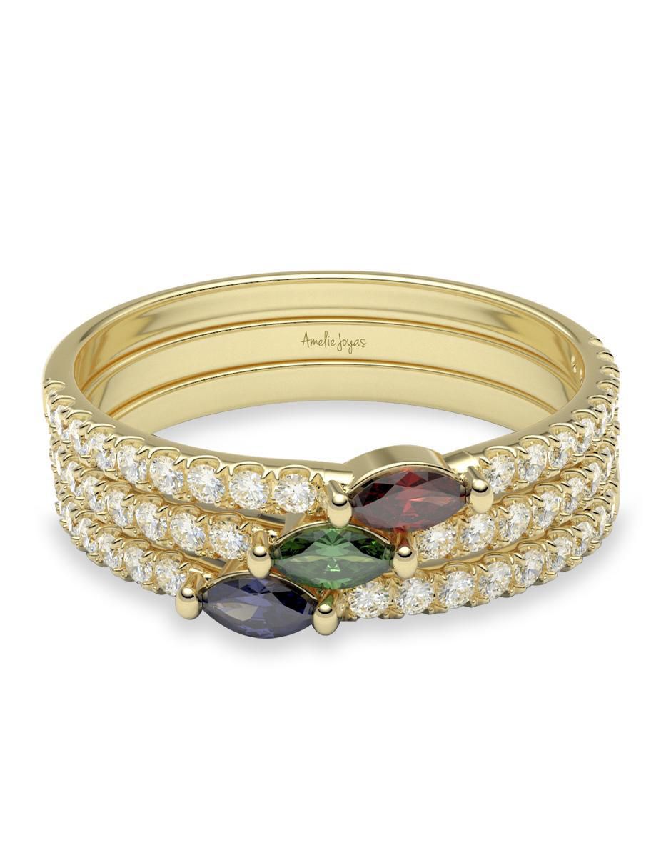 Anillo redondo 14 k de oro zirconia brillante Anillo redondo 14 k de oro zirconia brillante