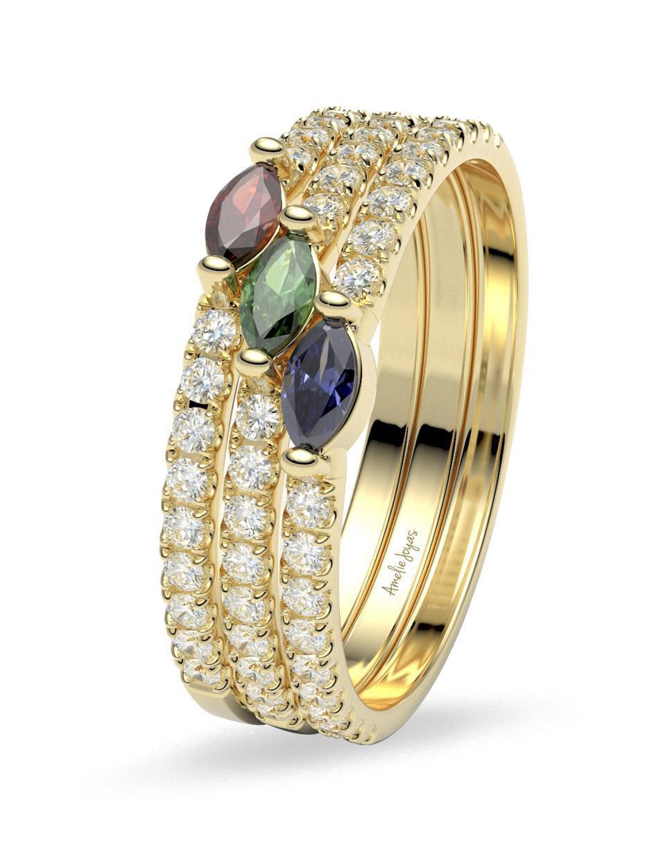 Anillo redondo 14 k de oro zirconia brillante 5