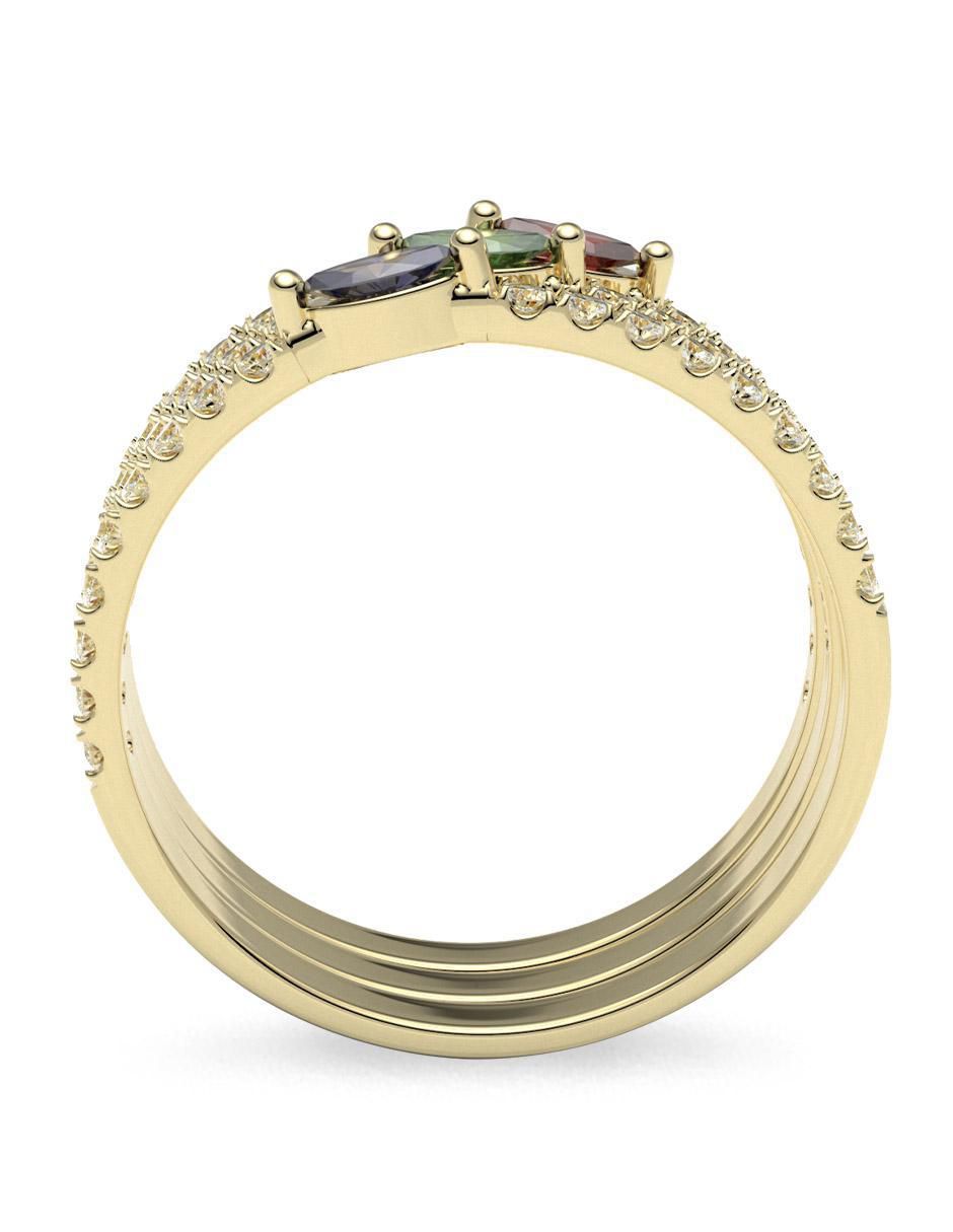 Anillo redondo 14 k de oro zirconia brillante 4