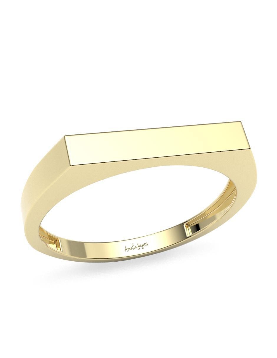 Anillo redondo 14 k de oro brillante 3
