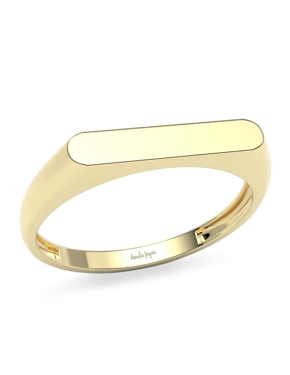 Anillo redondo 14 k de oro brillante 3