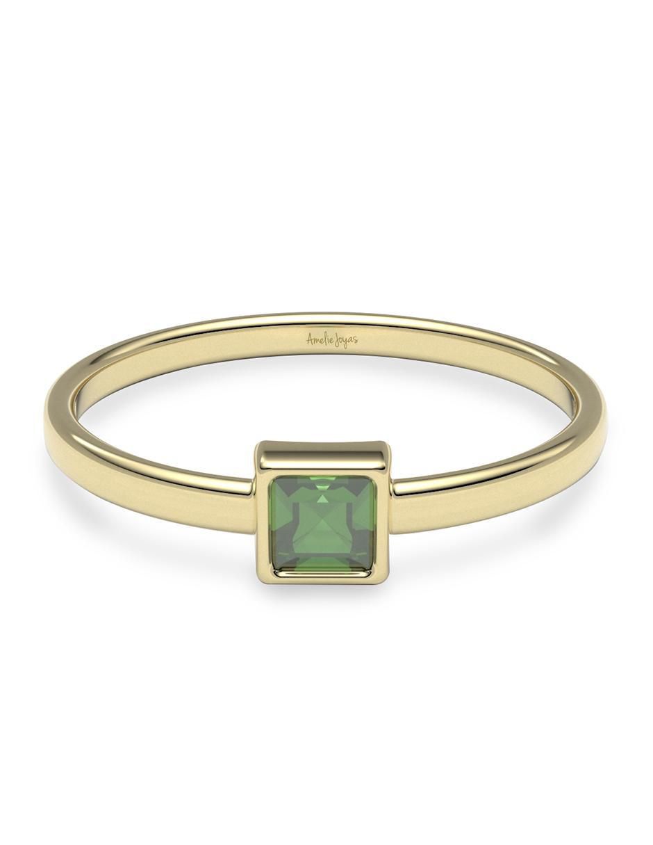 Anillo redondo 14 k de oro zirconia brillante Anillo redondo 14 k de oro zirconia brillante