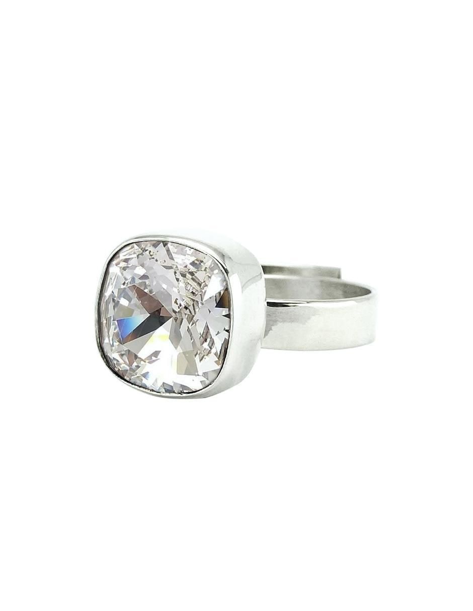 Anillo cuadrada Cushion P 925 de plata cristal brillante