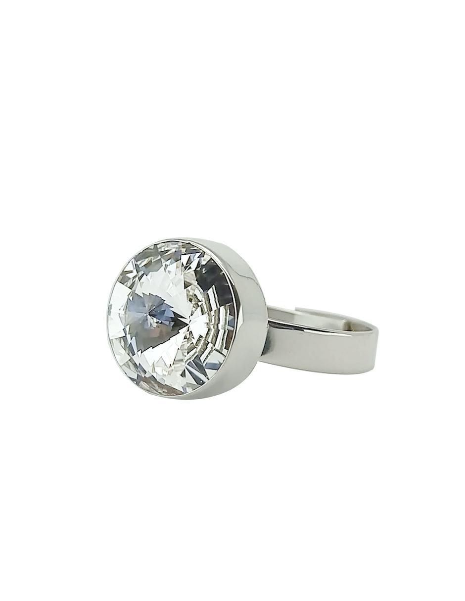 Anillo redondo Rivoli P 925 de plata cristal brillante