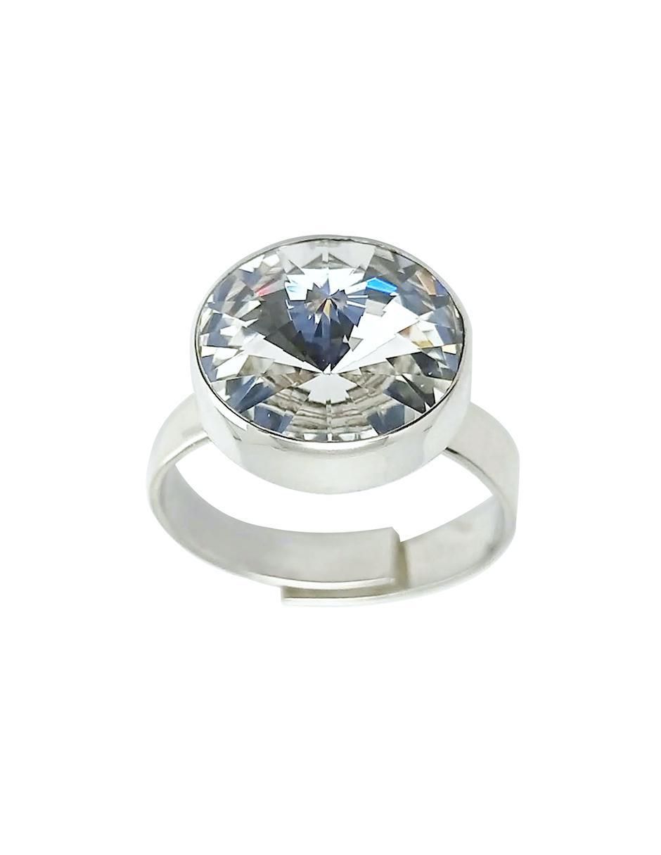 Anillo redondo Rivoli P 925 de plata cristal brillante