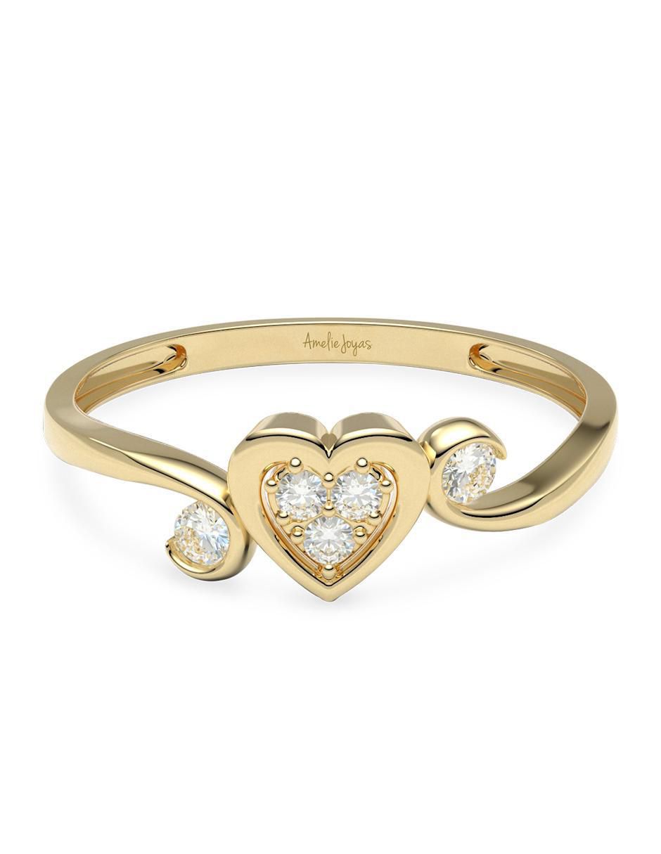 Anillo de corazón 14 k de oro zirconia brillante Anillo de corazón 14 k de oro zirconia brillante
