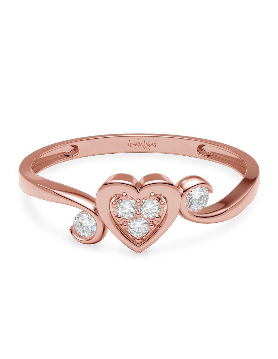 Anillo de corazón 14 k de oro zirconia brillante 1