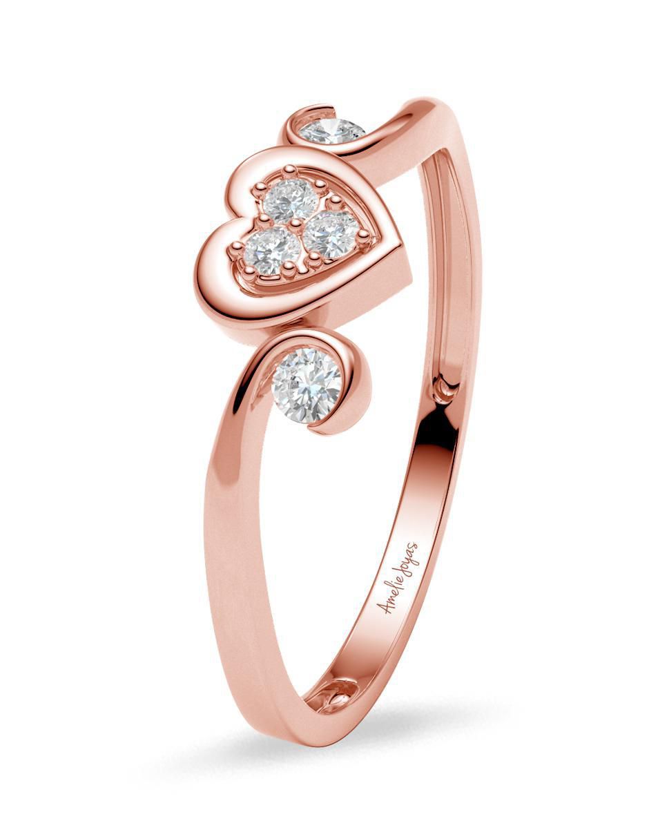 Anillo de corazón 14 k de oro zirconia brillante 2