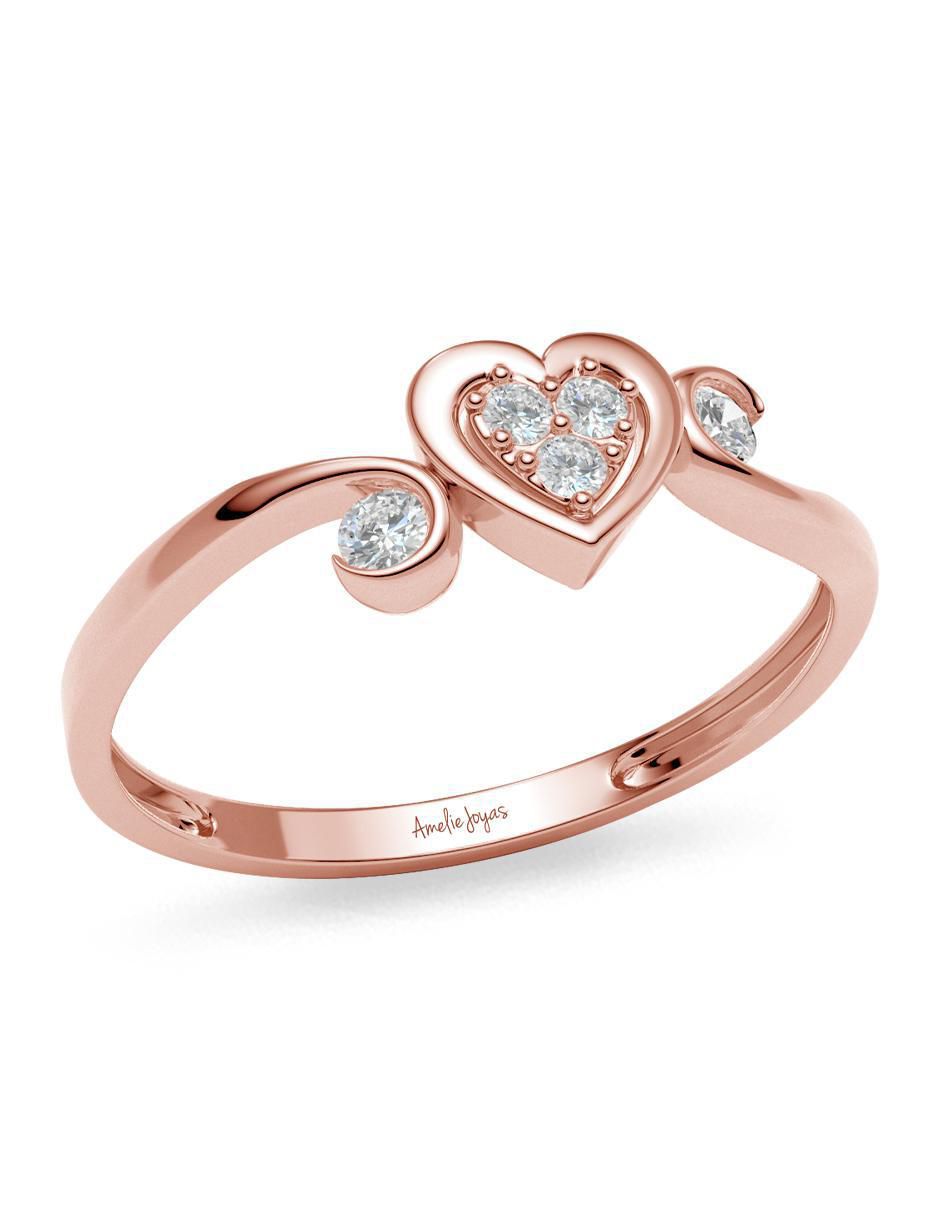 Anillo de corazón 14 k de oro zirconia brillante 3