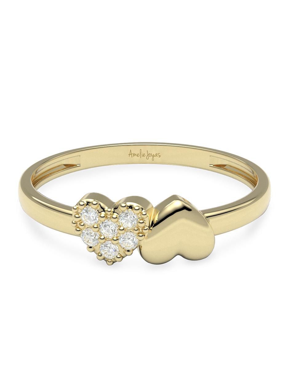 Anillo redondo 14 k de oro zirconia brillante