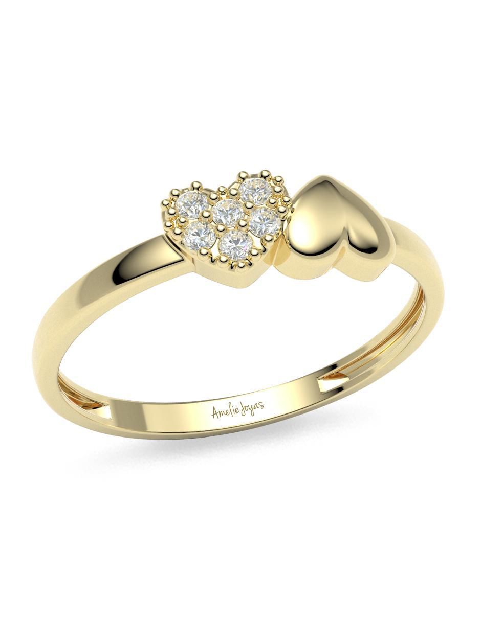 Anillo redondo 14 k de oro zirconia brillante 3
