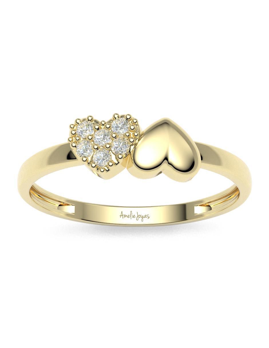 Anillo redondo 14 k de oro zirconia brillante 4