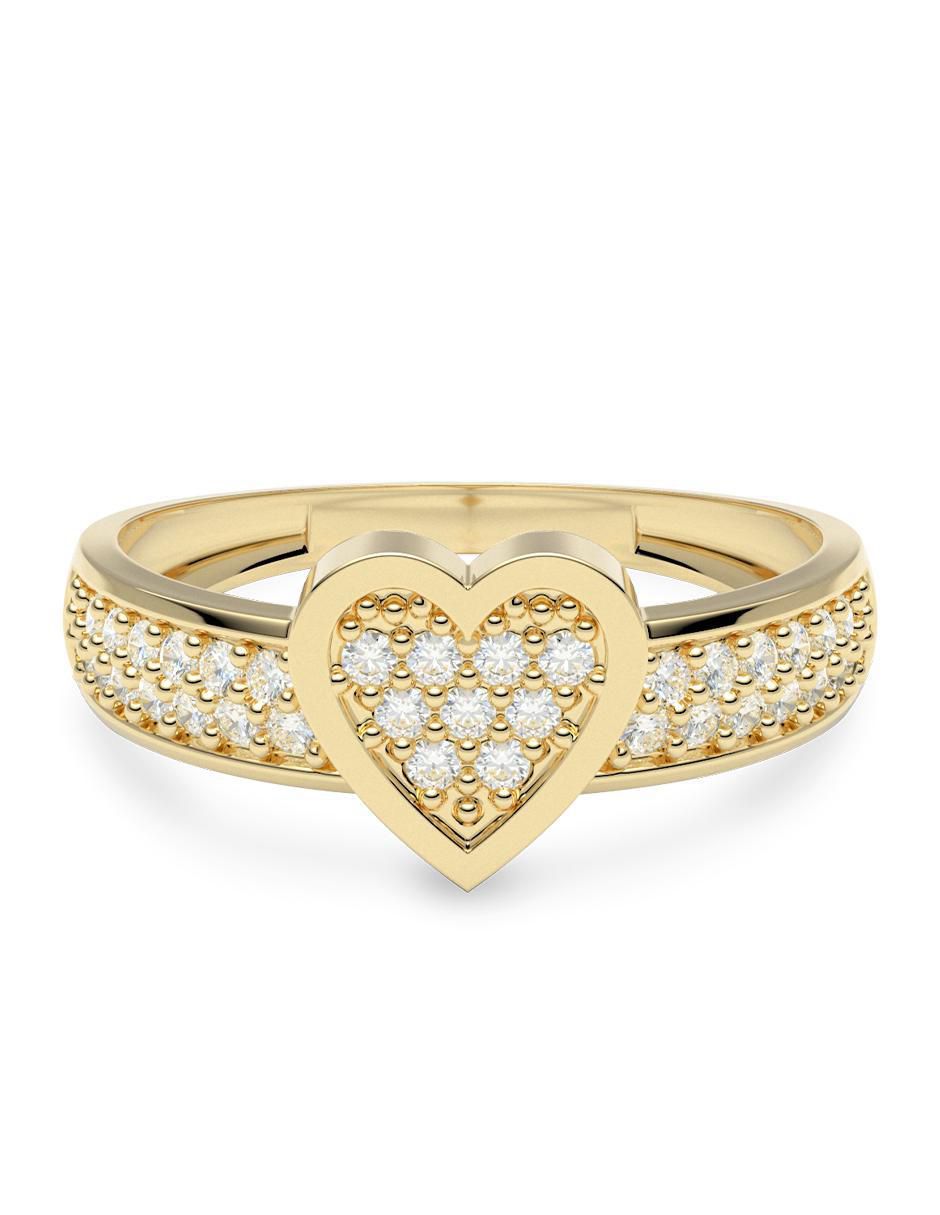 Anillo de corazón 14 k de oro zirconia brillante Anillo de corazón 14 k de oro zirconia brillante