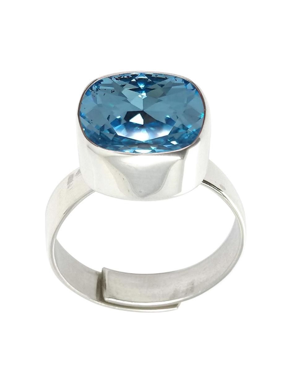 Anillo cuadrada Cushion P 925 de plata cristal brillante