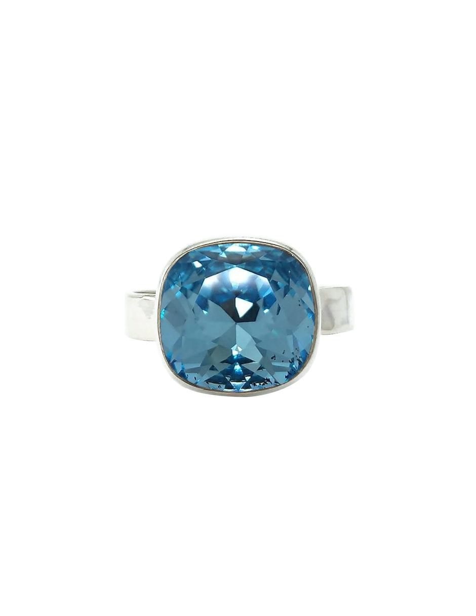 Anillo cuadrada Cushion P 925 de plata cristal brillante