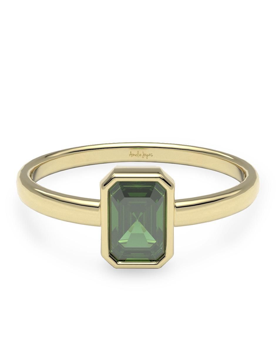 Anillo redondo 14 k de oro zirconia pulido Anillo redondo 14 k de oro zirconia pulido