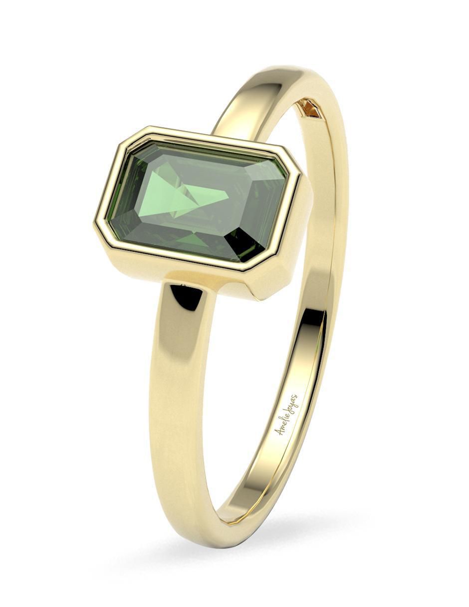 Anillo redondo 14 k de oro zirconia pulido 5
