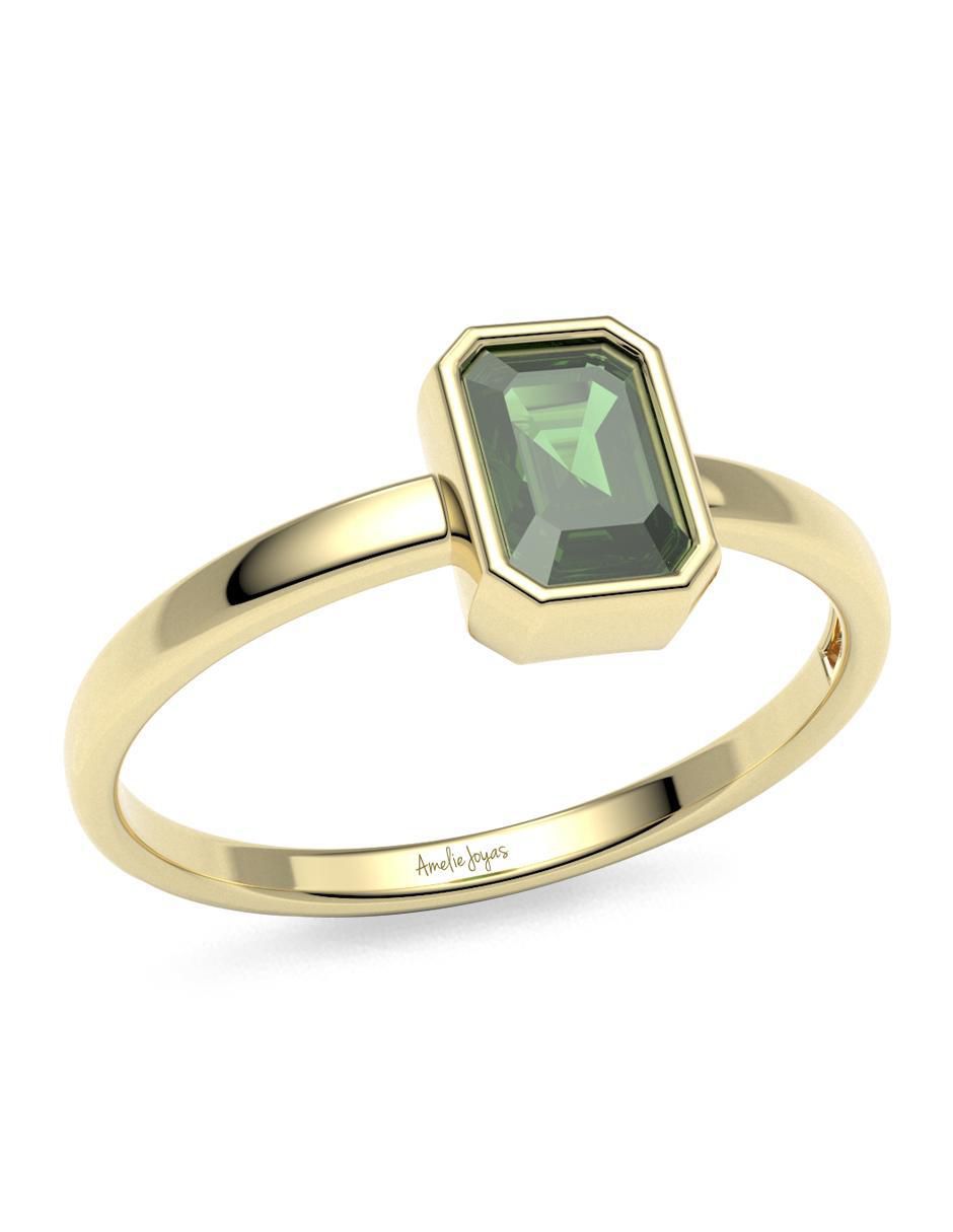 Anillo redondo 14 k de oro zirconia pulido 3