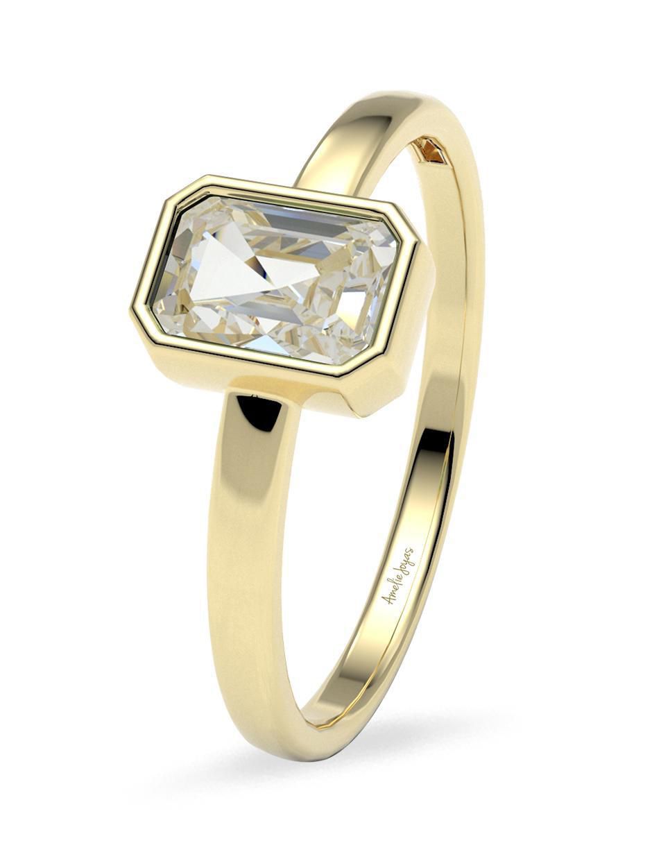 Anillo redondo 14 k de oro zirconia pulido 5