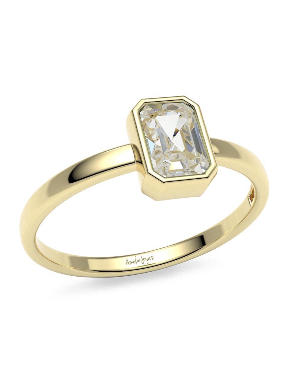 Anillo redondo 14 k de oro zirconia pulido 3