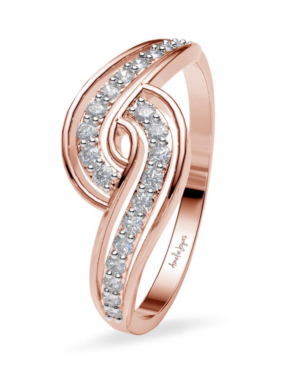 Anillo redondo 14 k de oro zirconia pulido 5