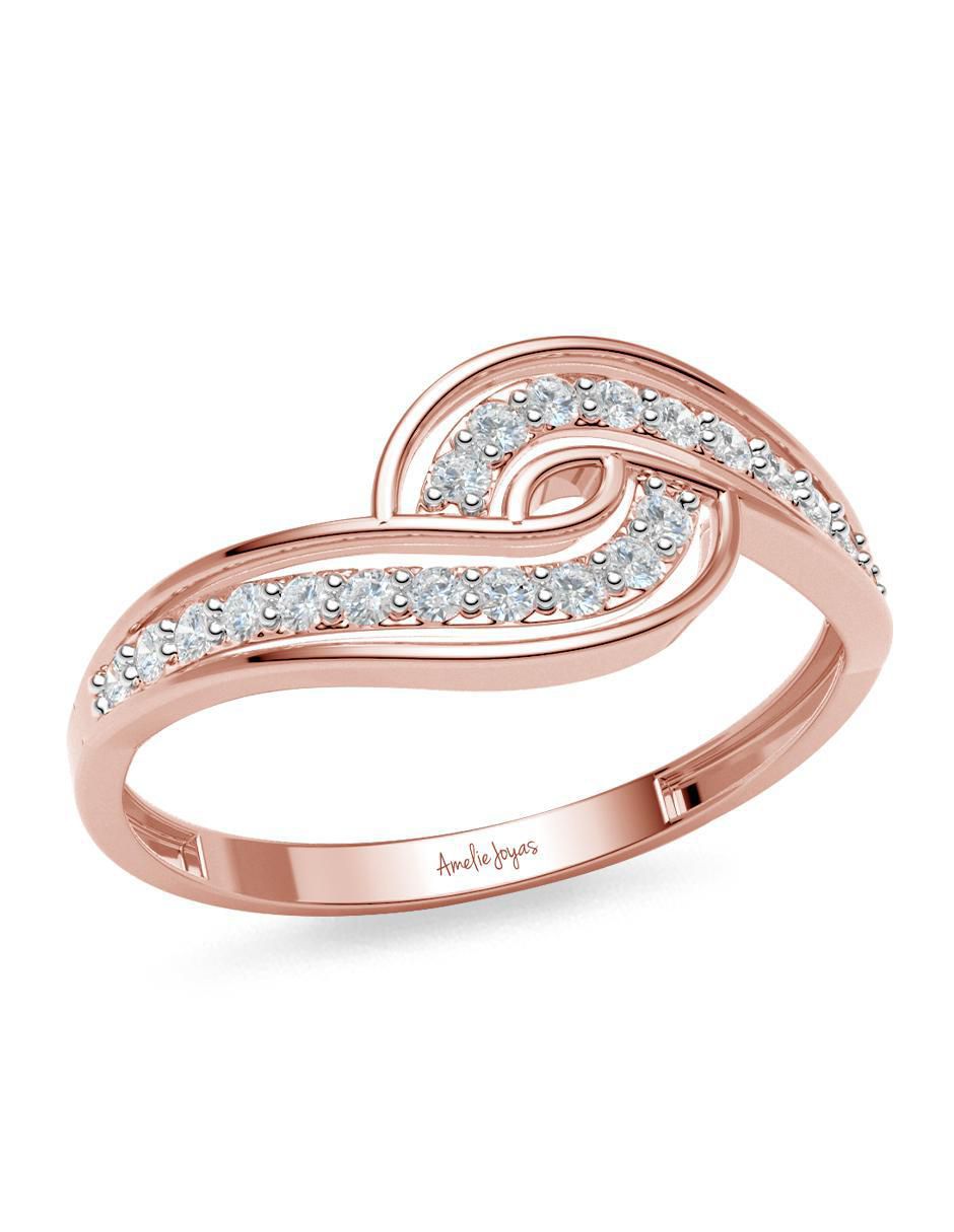 Anillo redondo 14 k de oro zirconia pulido 3