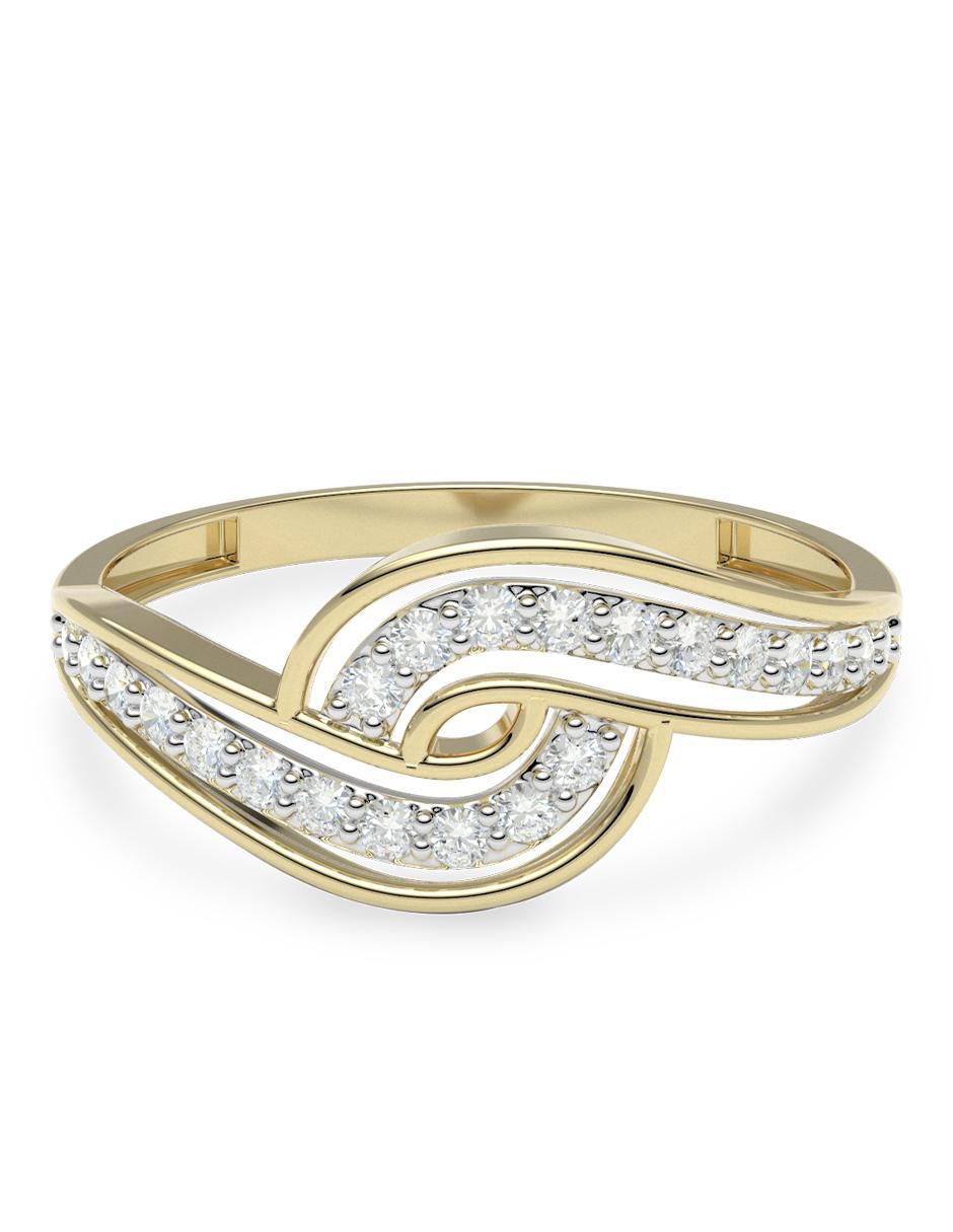 Anillo redondo 14 k de oro zirconia pulido Anillo redondo 14 k de oro zirconia pulido
