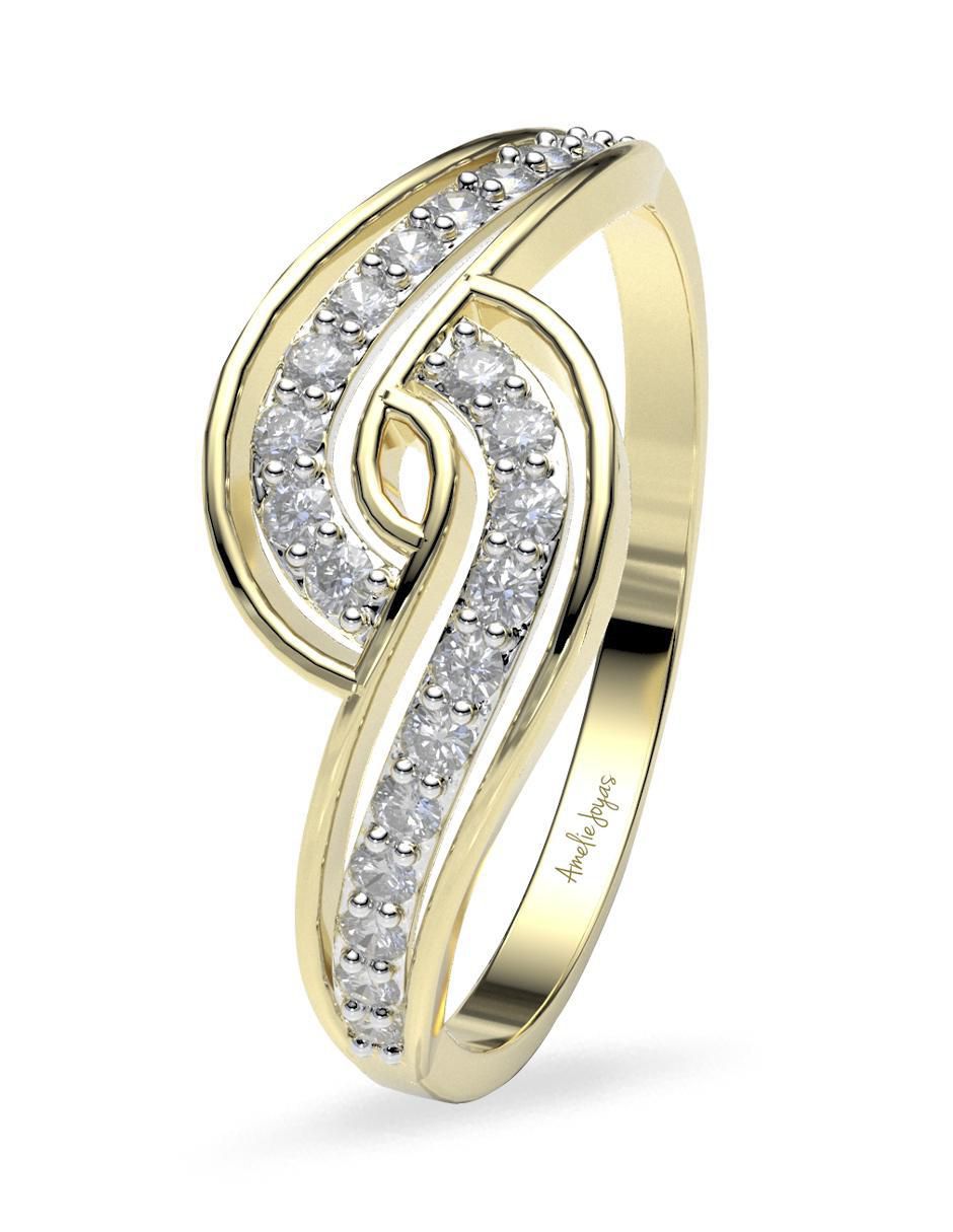 Anillo redondo 14 k de oro zirconia pulido 5