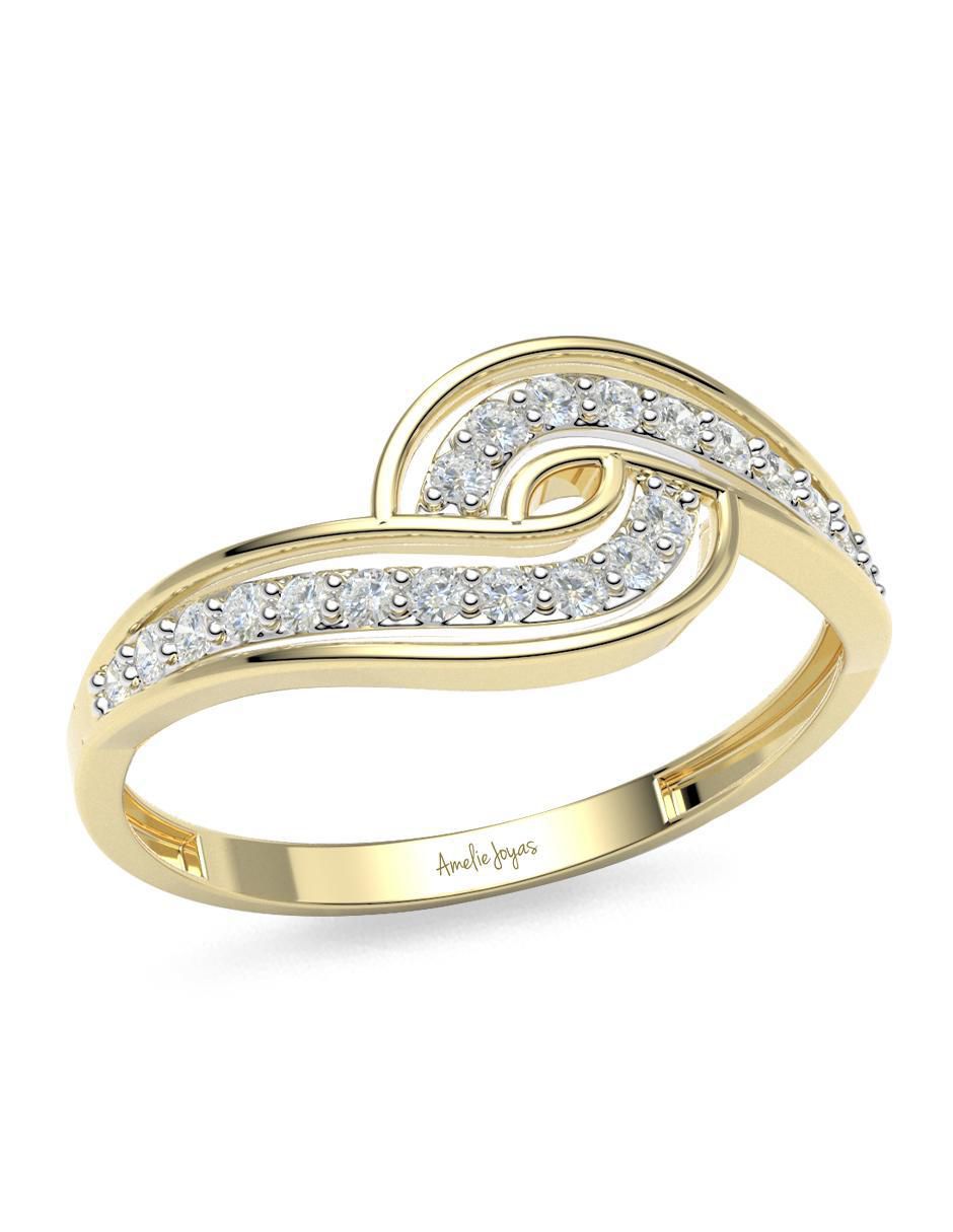 Anillo redondo 14 k de oro zirconia pulido 3