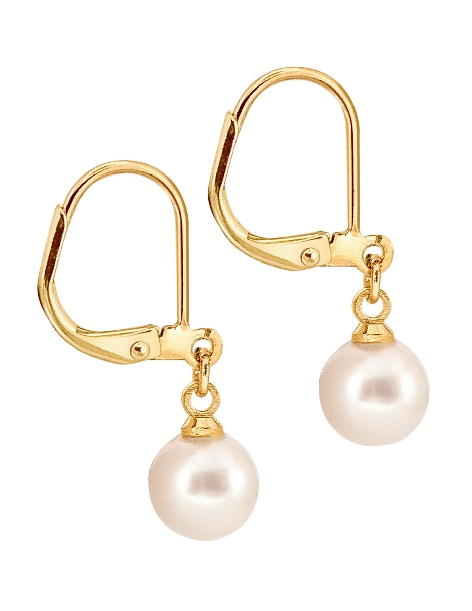 Aretes redondos Emanuel Ungaro Estacional con acabado brillante perla