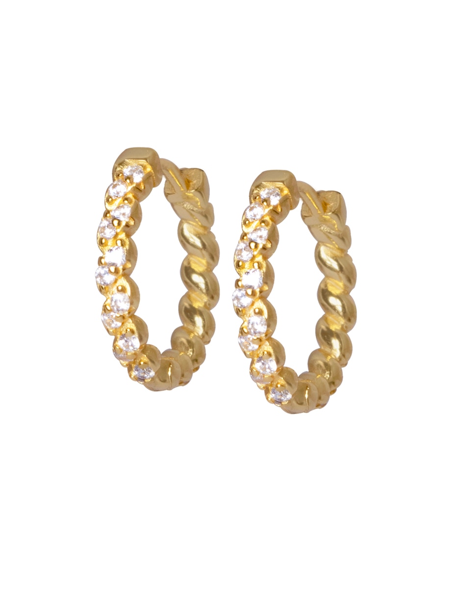 Arracadas de plata p 925 con acabado brillante zirconia