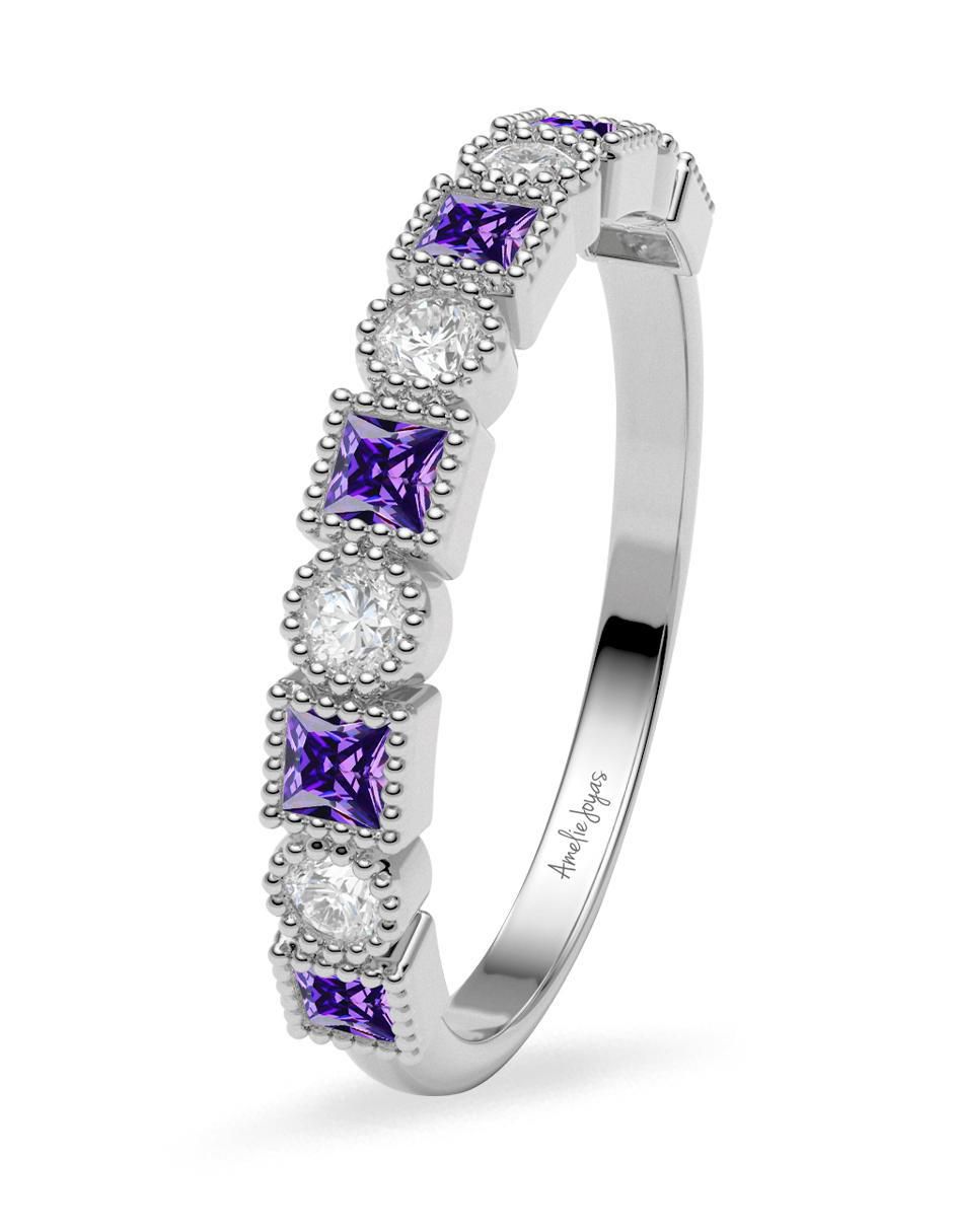 Anillo redondo 14 k de oro zirconia brillante 5