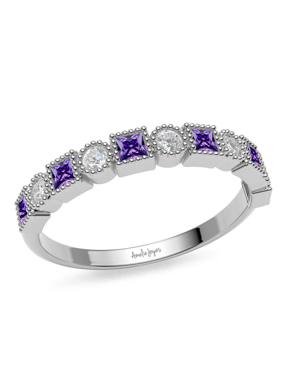 Anillo redondo 14 k de oro zirconia brillante 3