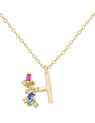 Collar de letras de plata con acabado baño de oro P 925